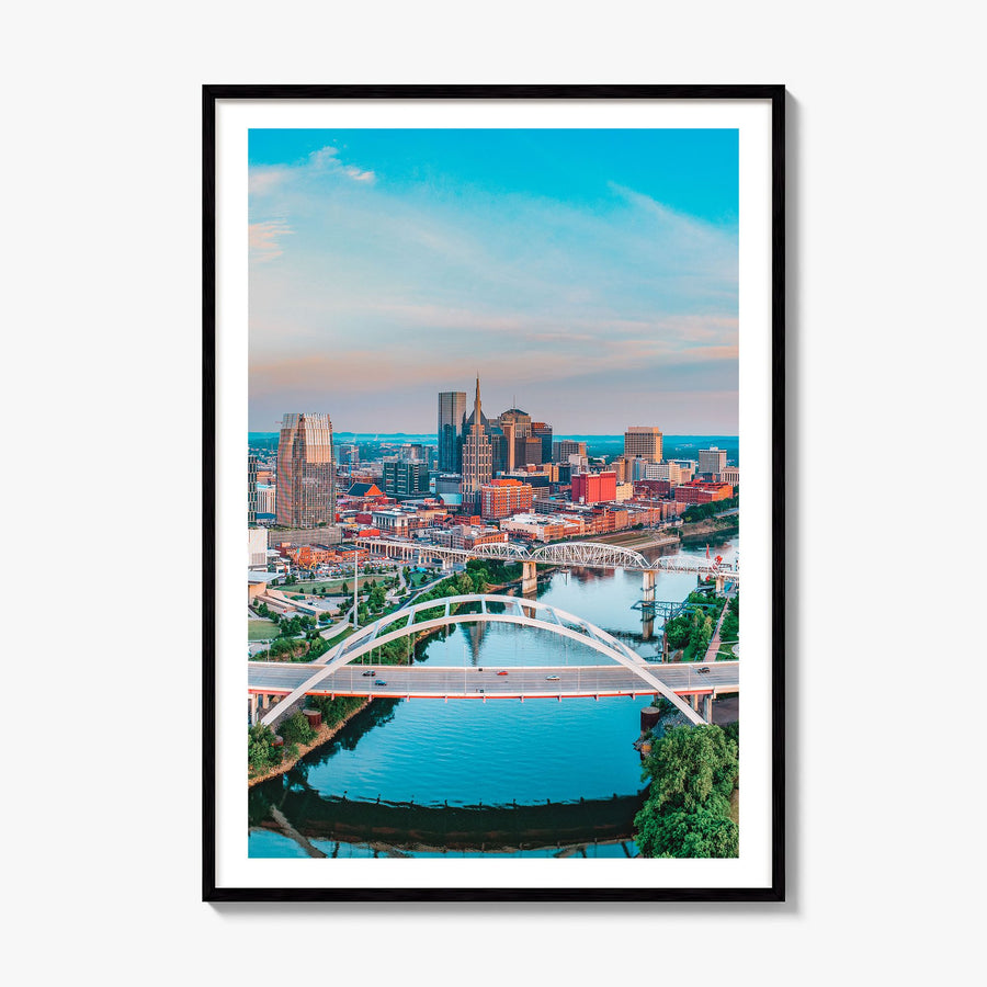 Nashville Photo Poster, framed poster mockup, white border