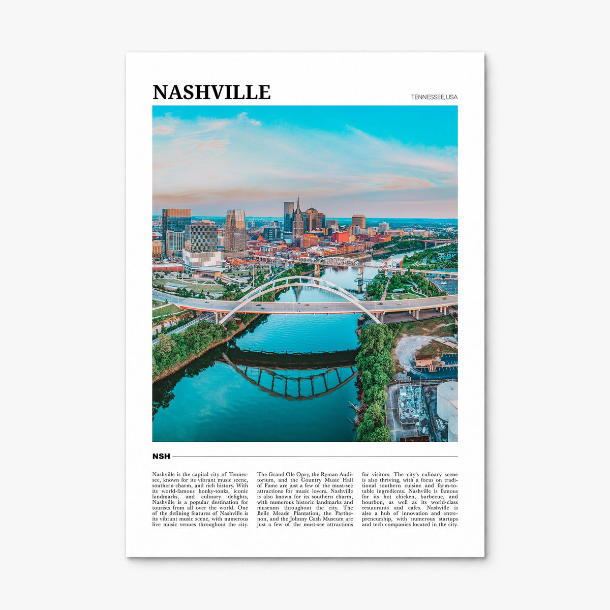 Nashville Travel Poster, print only (unframed)