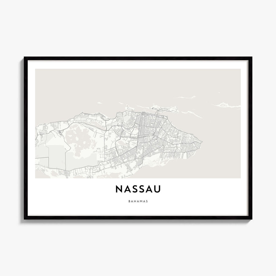 Nassau Map Poster, framed poster mockup