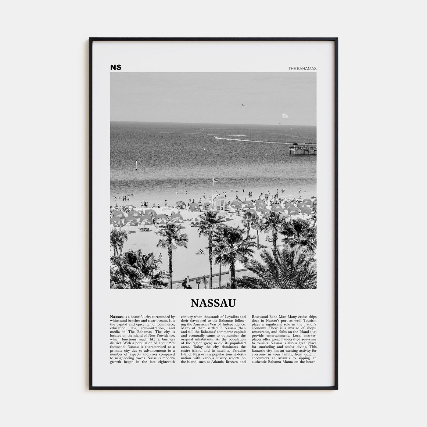 Nassau Poster None / 8x12 in Nbourhood Travel B&W Poster