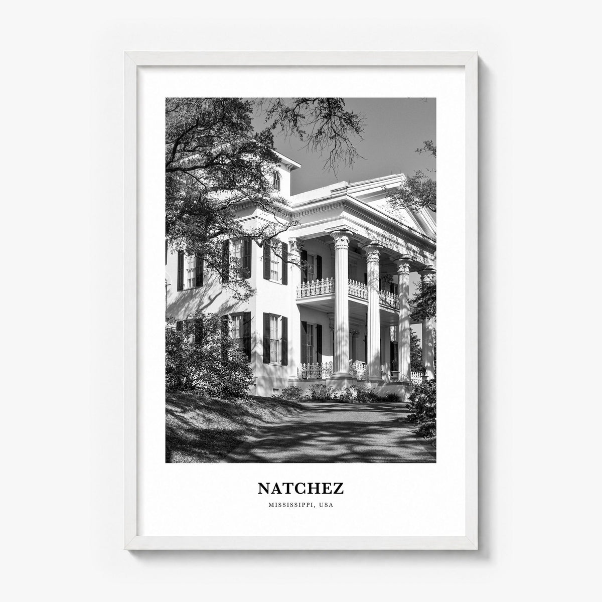 Natchez Classic Poster in a white wood frame