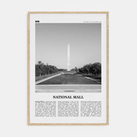 National Mall Poster Natural Wood / 8x12 in Nbourhood Travel B&W Poster