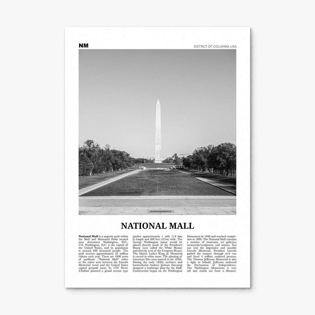 National Mall Newspaper Poster, print only (unframed)