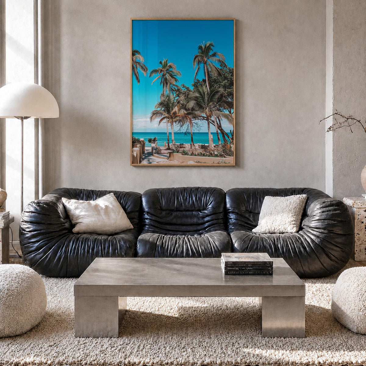 Nayarit colorful photo poster of Mexico – vertical wall art in natural wood frame, hanging on wall