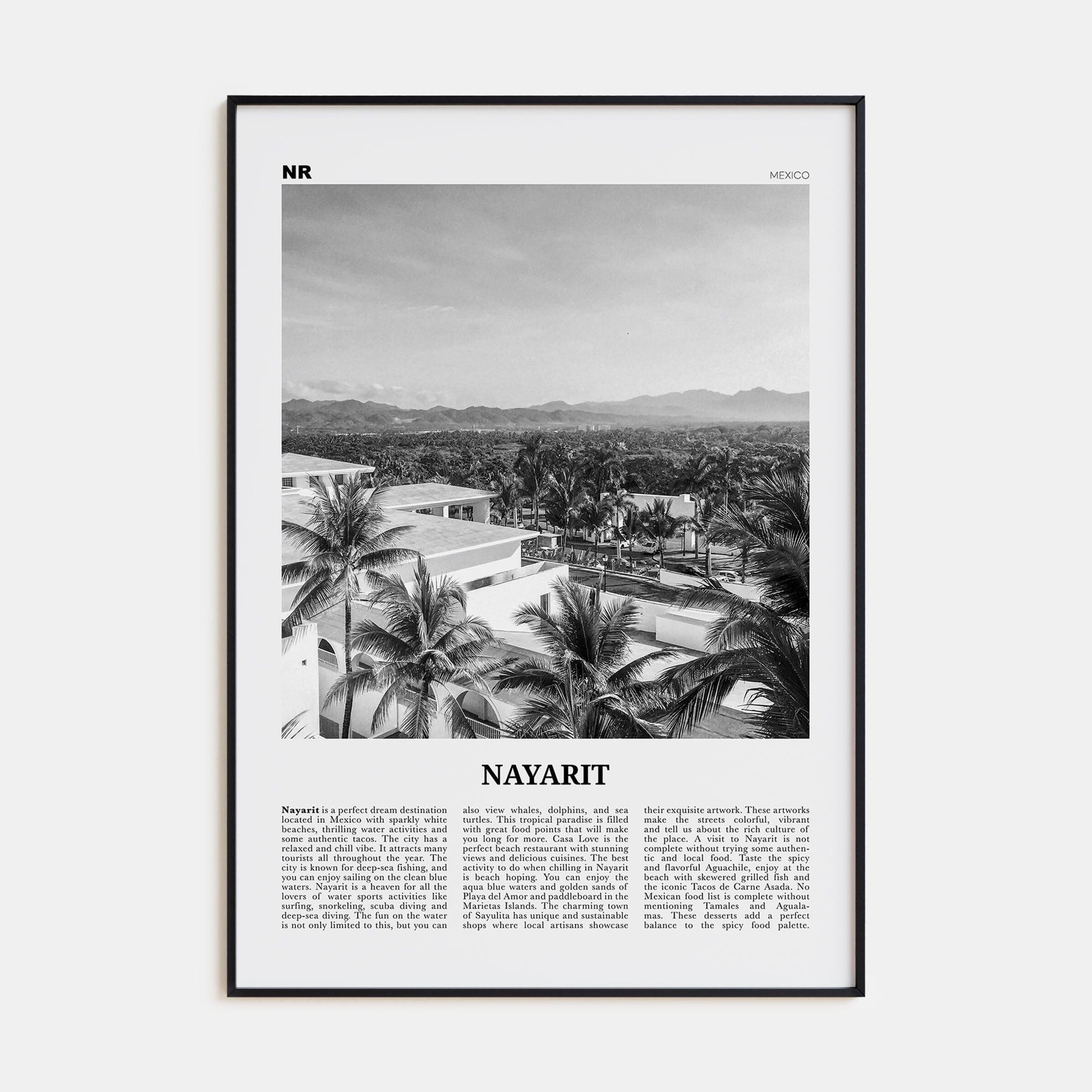 Nayarit Poster None / 8x12 in Nbourhood Travel B&W Poster