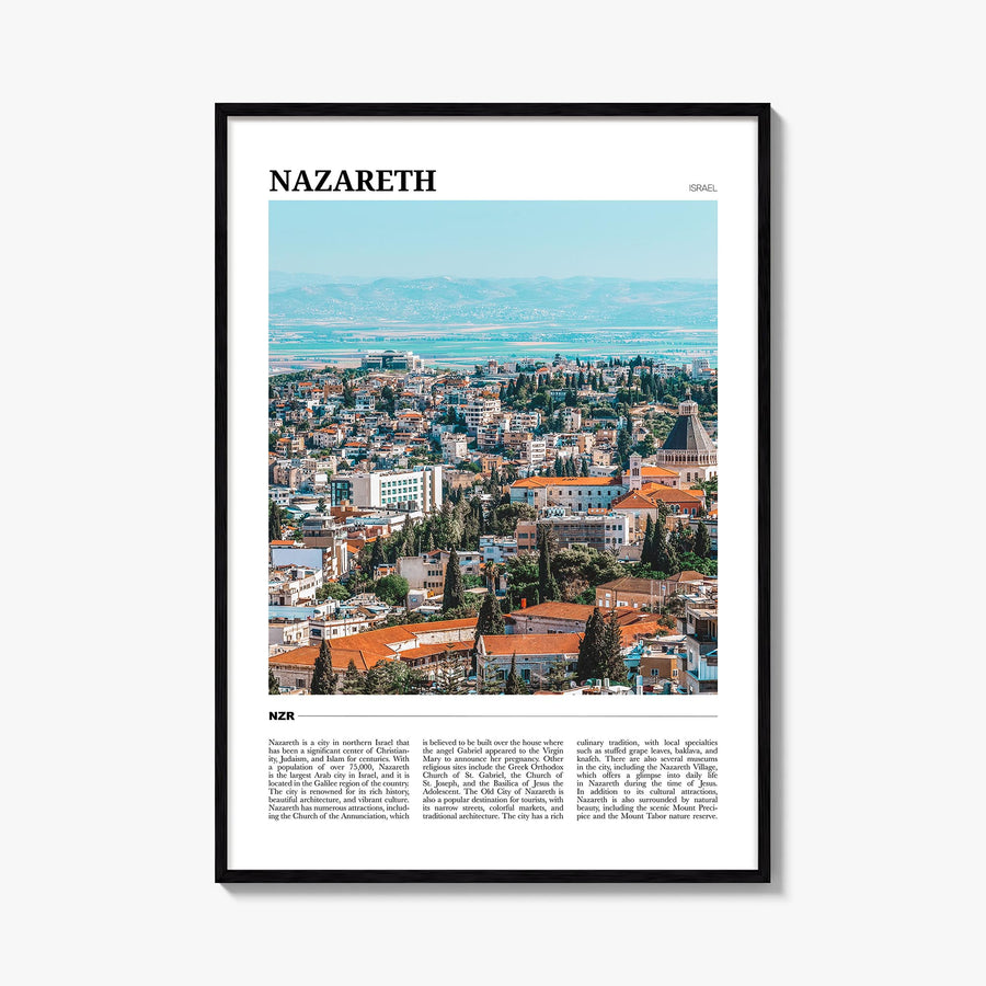Nazareth colorful travel poster of Israel – vertical wall art, unframed print shown in interior mockup