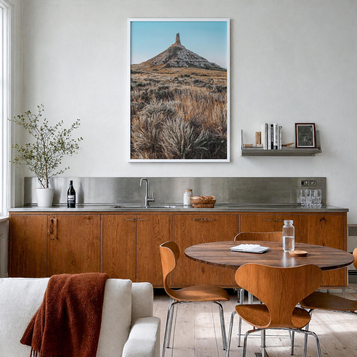 Nebraska colorful photo poster of United States – vertical wall art in white wood frame, hanging on wall