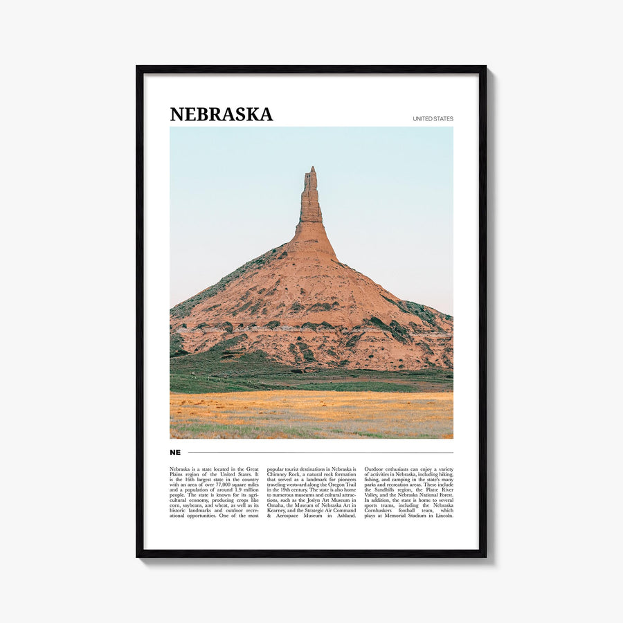 Nebraska no. 1 colorful travel poster of United States – vertical wall art, unframed print shown in interior mockup