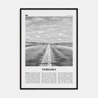 Nebraska No 1 Poster Black Wood / 8x12 in Nbourhood Travel B&W Poster