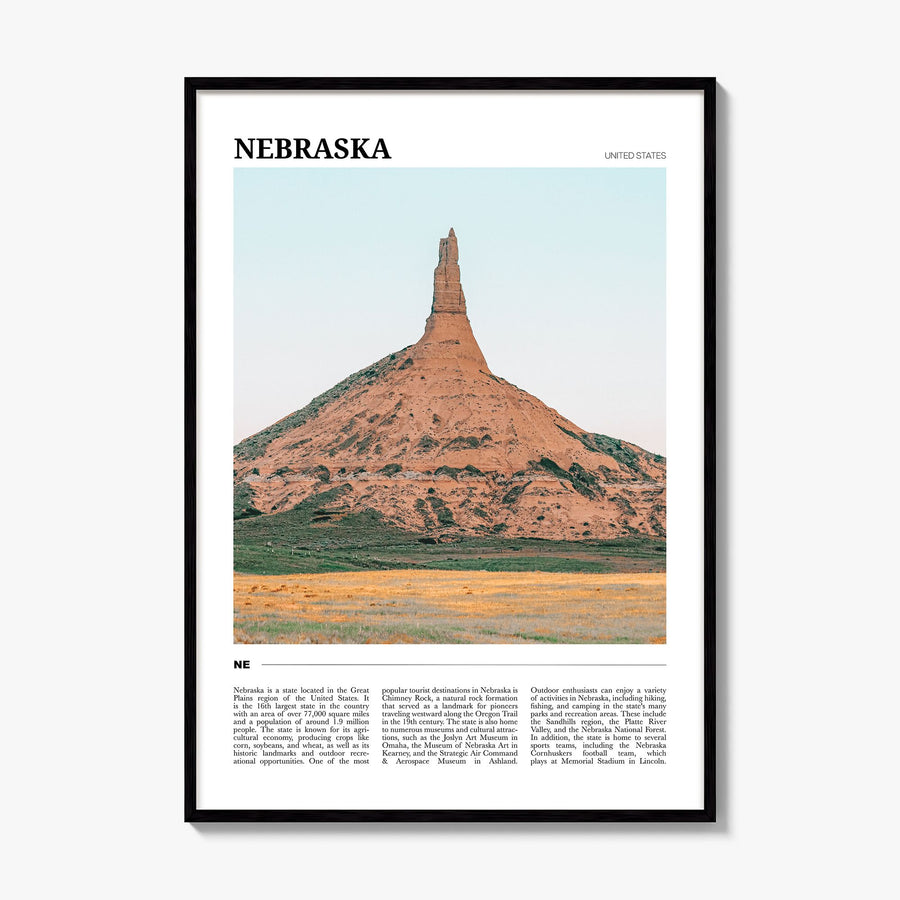 Nebraska Travel No 1 Poster, framed poster mockup