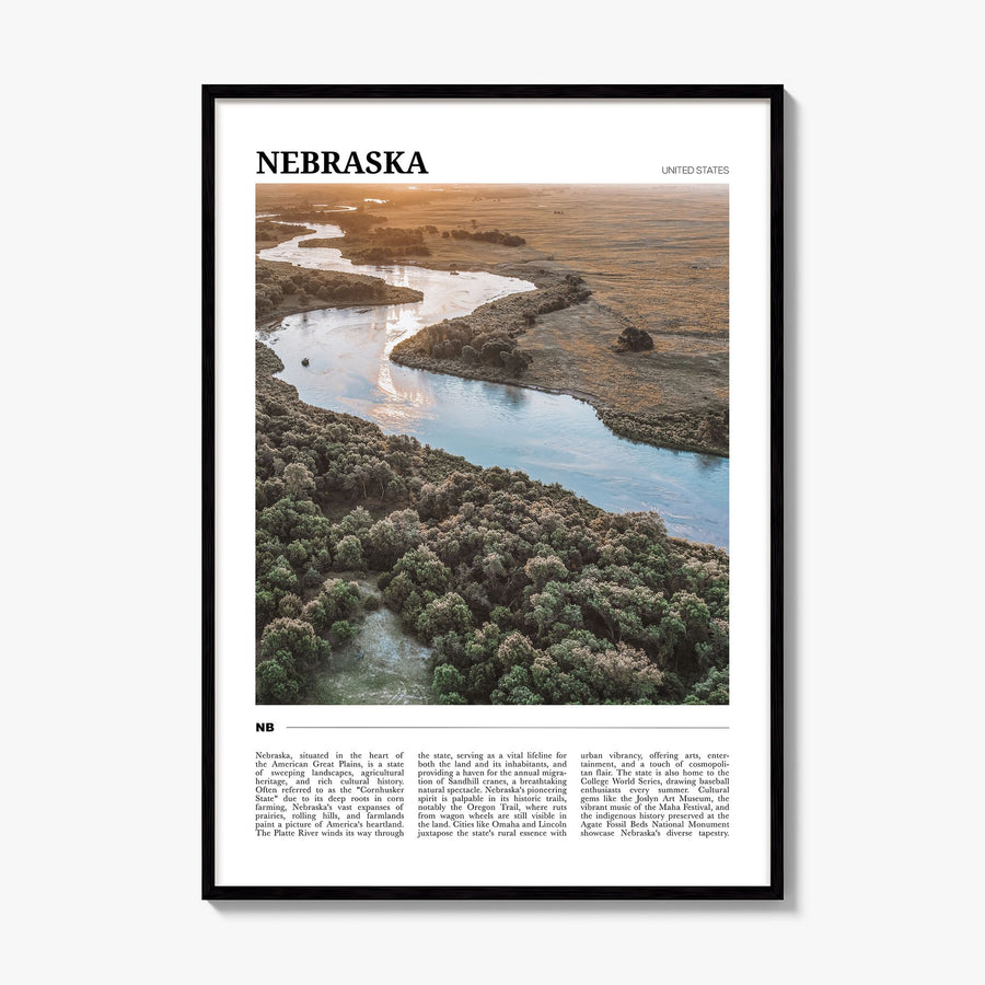 Nebraska Travel No 2 Poster, framed poster mockup