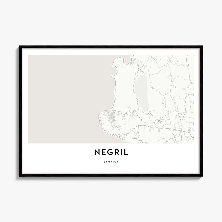 Negril Map Poster, framed poster mockup