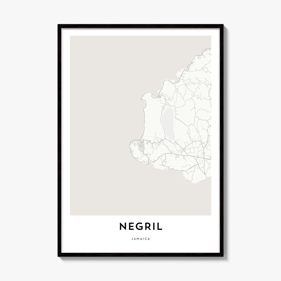 Negril Map Poster, framed poster mockup
