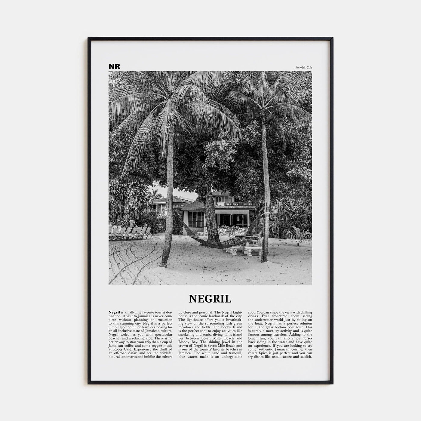 Negril Poster None / 8x12 in Nbourhood Travel B&W Poster