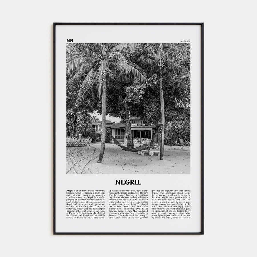 Negril Poster None / 8x12 in Nbourhood Travel B&W Poster