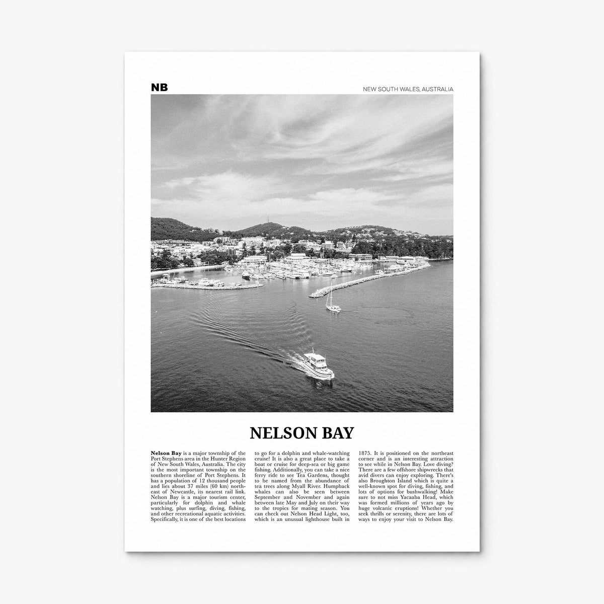 Nelson Bay Newspaper Poster, print only (unframed)