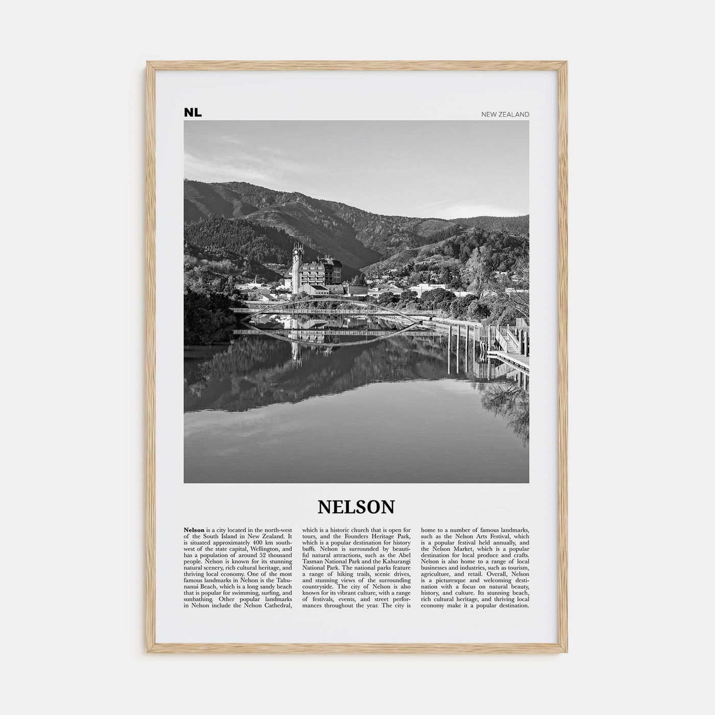 Nelson Poster Natural Wood / 8x12 in Nbourhood Travel B&W Poster