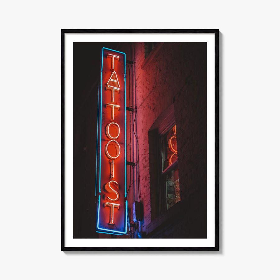 Neon Sign no. 2 colorful photo poster – vertical wall art, unframed print shown in interior mockup