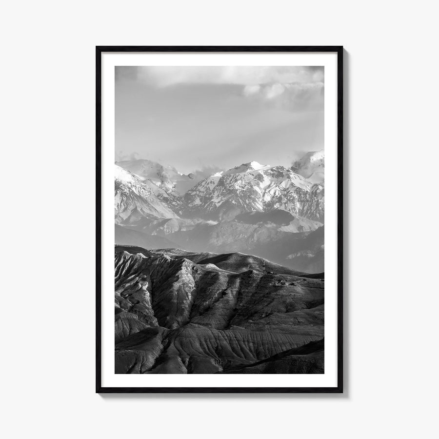Nepal black & white photo poster of Asia – vertical wall art, unframed print shown in interior mockup