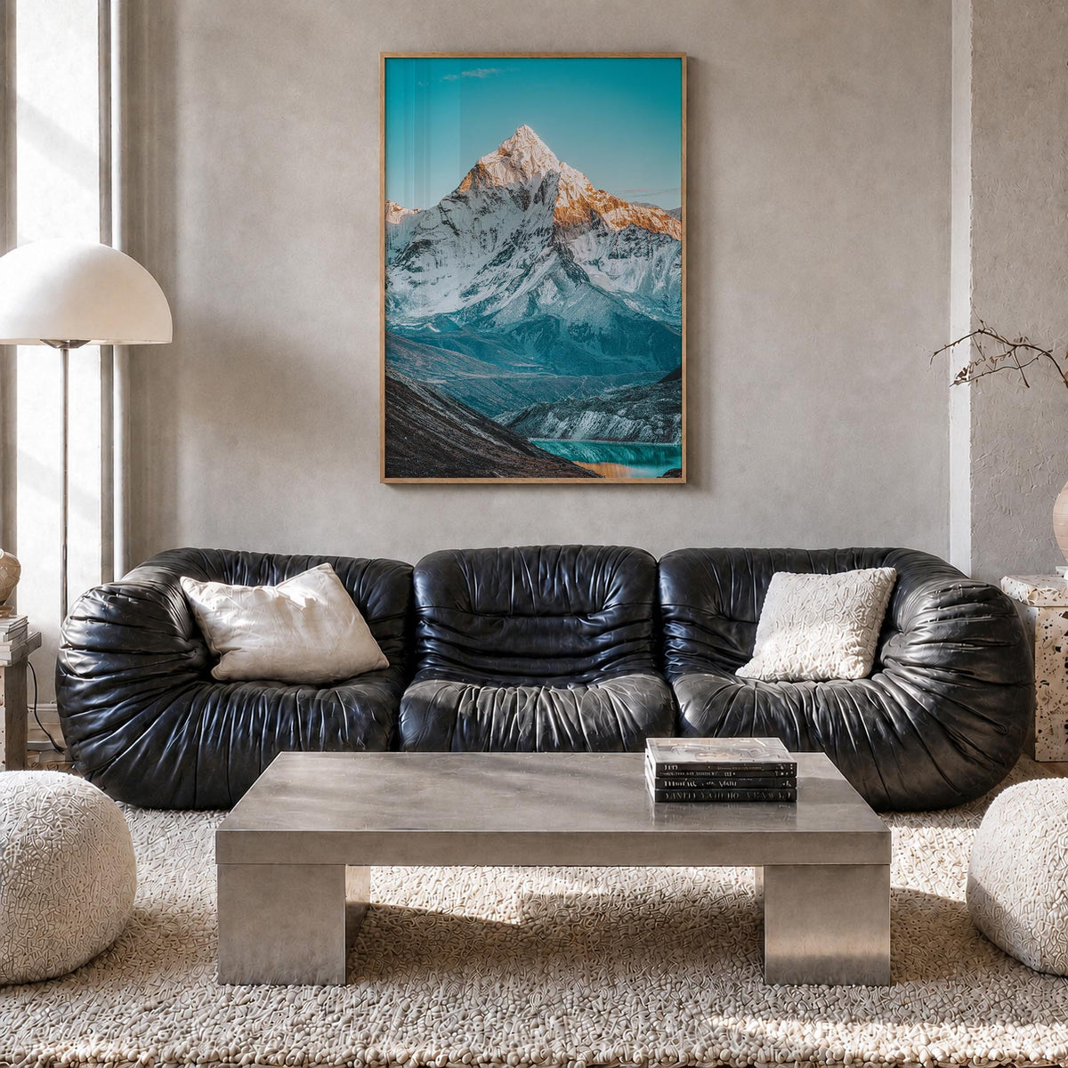 Nepal colorful photo poster of Asia – vertical wall art in natural wood frame, hanging on wall