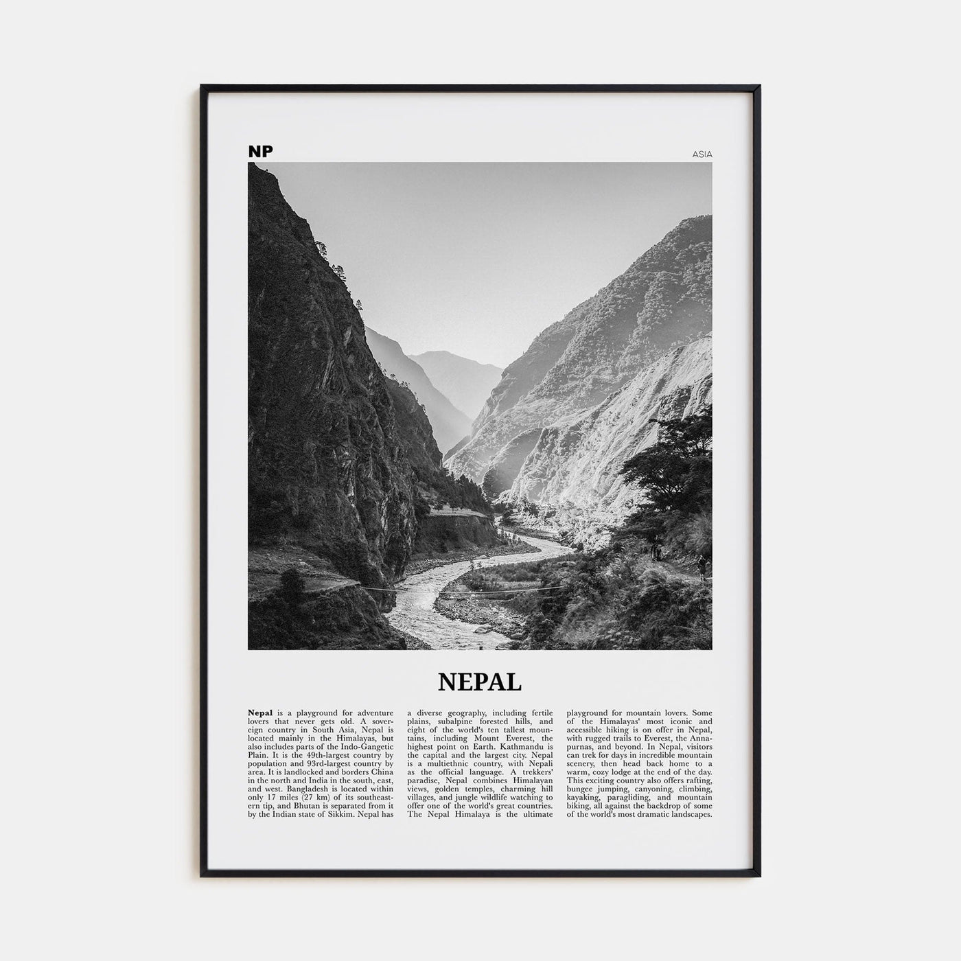 Nepal No 2 Poster None / 8x12 in Nbourhood Travel B&W Poster