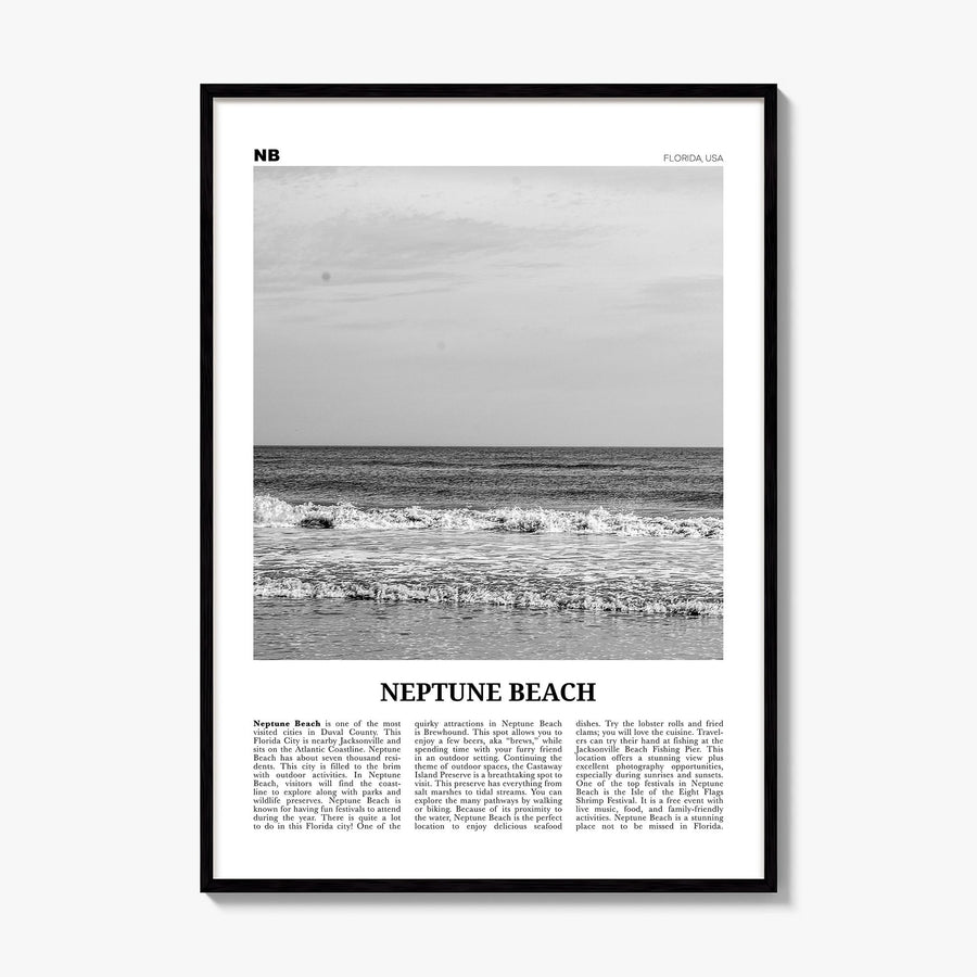 Neptune Beach Newspaper Poster, framed poster mockup