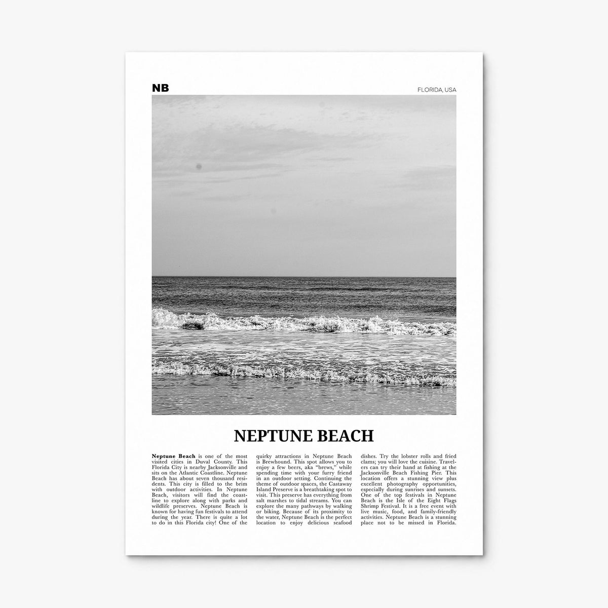 Neptune Beach Newspaper Poster, print only (unframed)