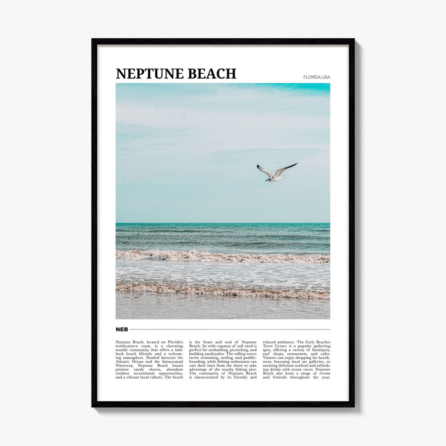 Neptune Beach Travel Poster, framed poster mockup