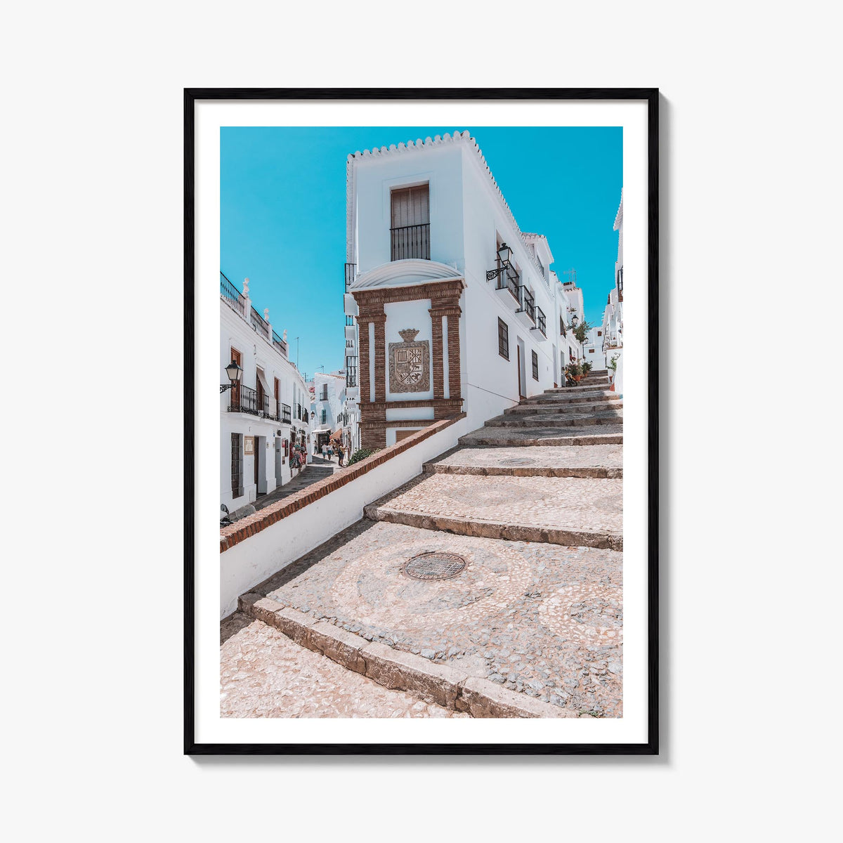 Nerja colorful photo poster of Spain – vertical wall art, unframed print shown in interior mockup