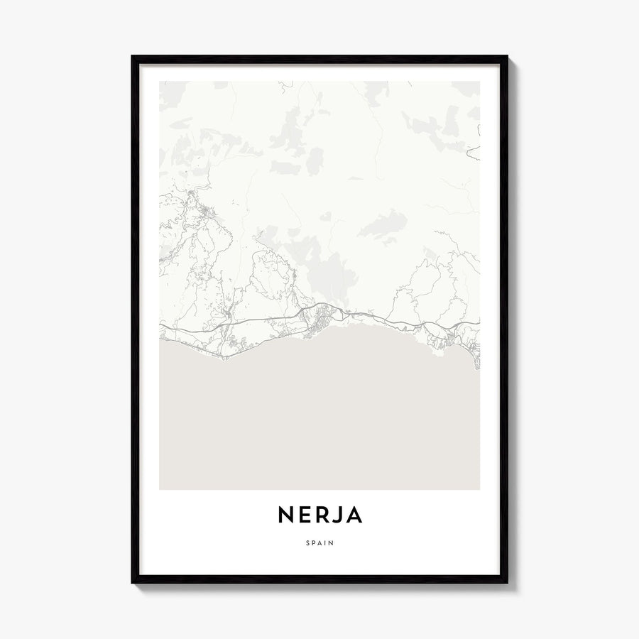 Nerja Map Poster, framed poster mockup