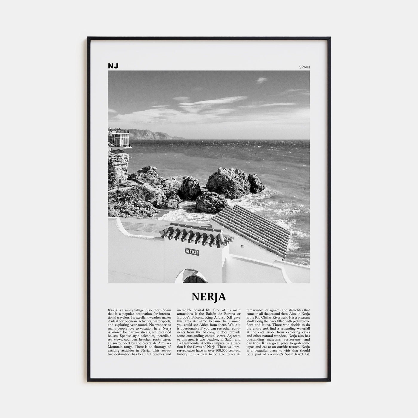 Nerja Poster None / 8x12 in Nbourhood Travel B&W Poster