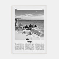 Nerja Poster White Wood / 8x12 in Nbourhood Travel B&W Poster