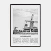 Netherlands Poster Black Wood / 8x12 in Nbourhood Travel B&W Poster