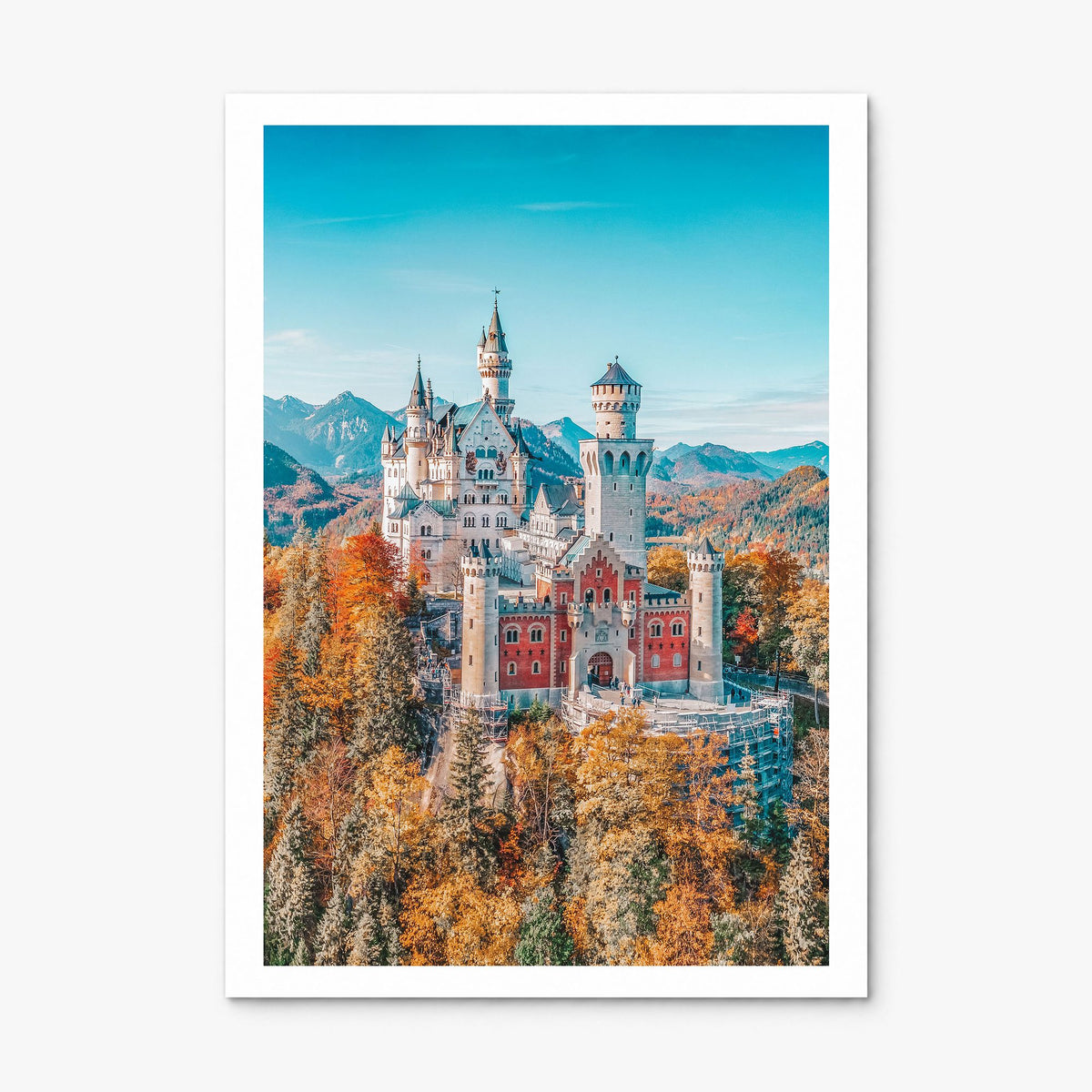 Neuschwanstein Castle Photo Poster, print only (unframed), white border