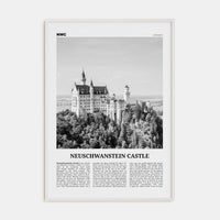 Neuschwanstein Castle Poster White Wood / 8x12 in Nbourhood Travel B&W Poster