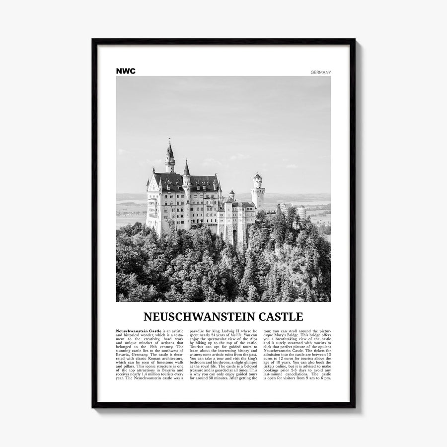 Neuschwanstein Castle Newspaper Poster, framed poster mockup