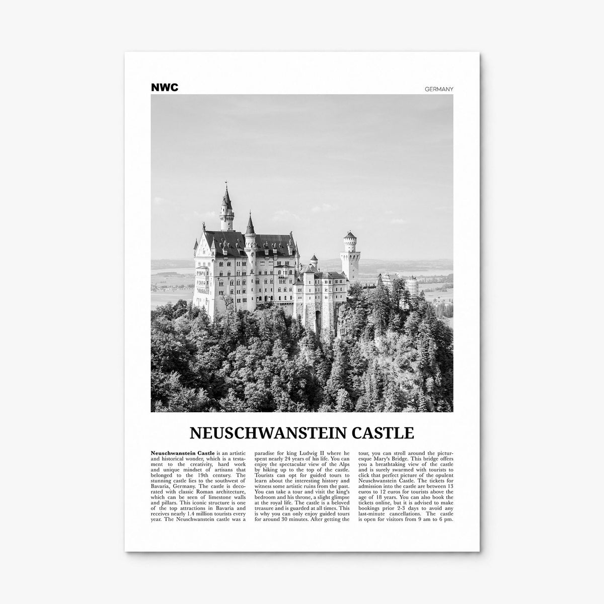 Neuschwanstein Castle Newspaper Poster, print only (unframed)