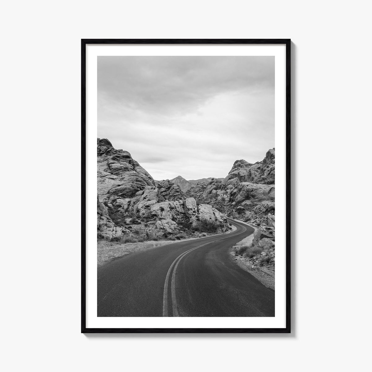 Nevada black & white photo poster of United States – vertical wall art, unframed print shown in interior mockup