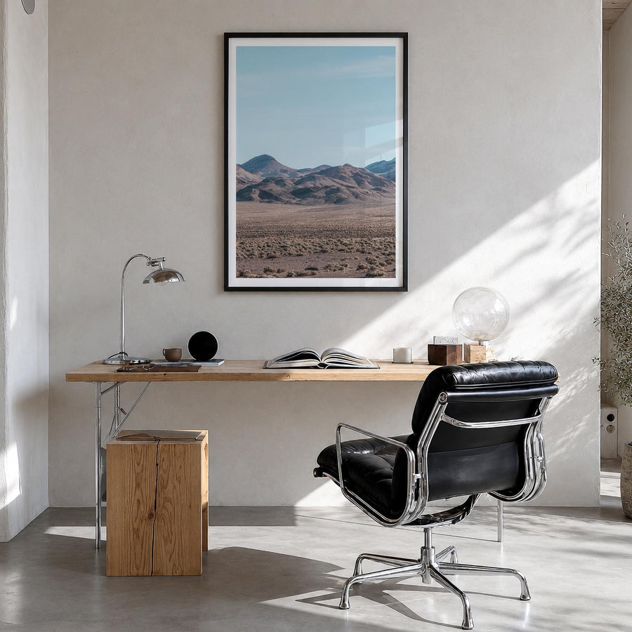 Nevada colorful photo poster of United States – vertical wall art in black wood frame with white border, hanging on wall