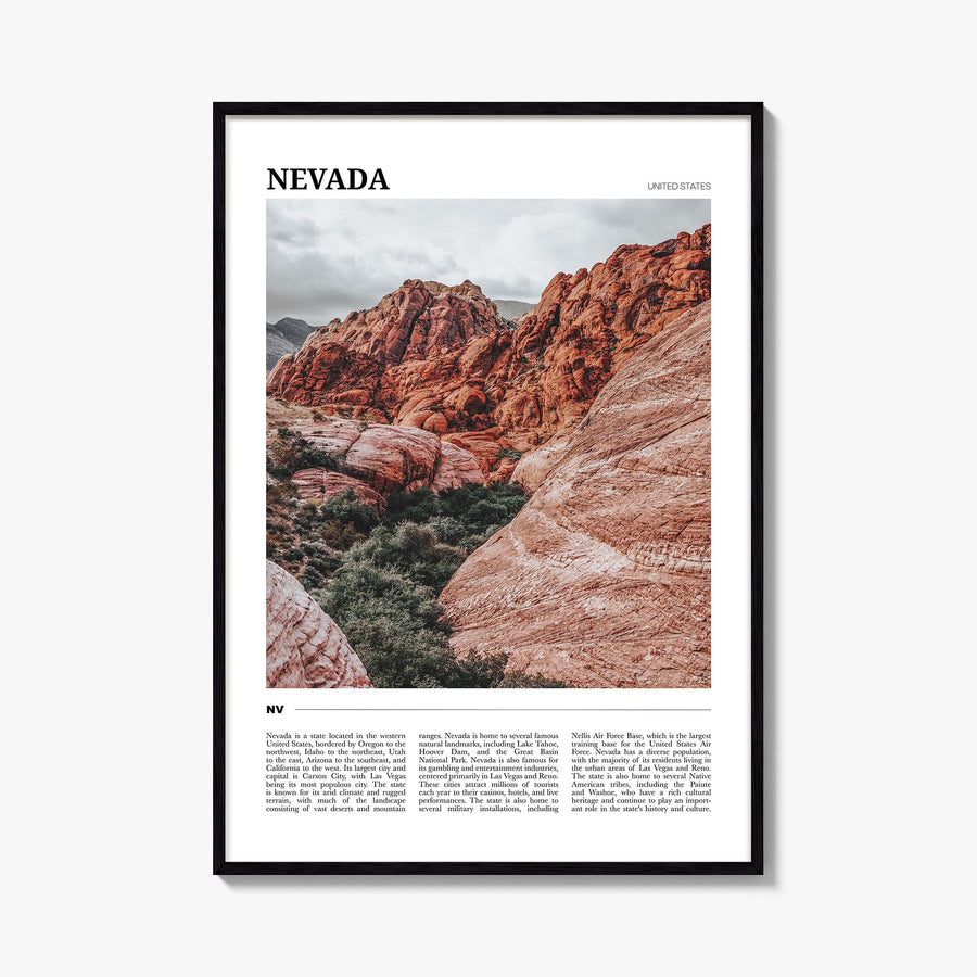 Nevada colorful travel poster of United States – vertical wall art, unframed print shown in interior mockup