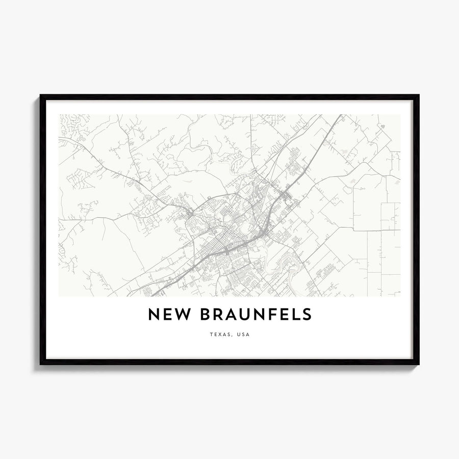 New Braunfels Map Poster, framed poster mockup