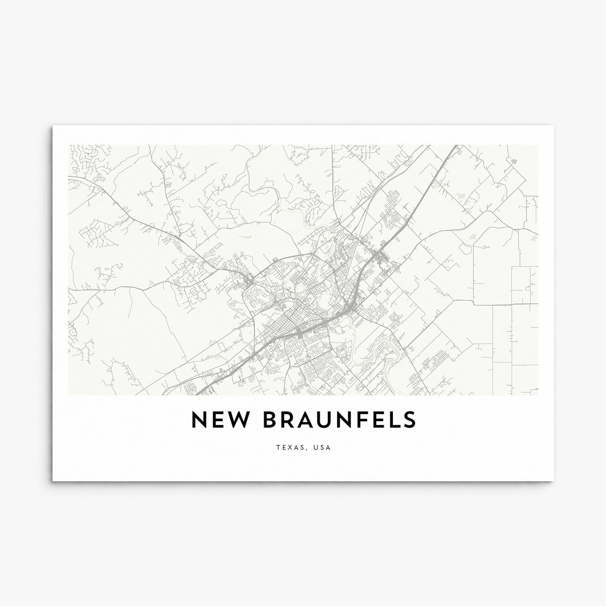 New Braunfels Map Poster, print only (unframed)