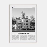 New Braunfels Poster White Wood / 8x12 in Nbourhood Travel B&W Poster