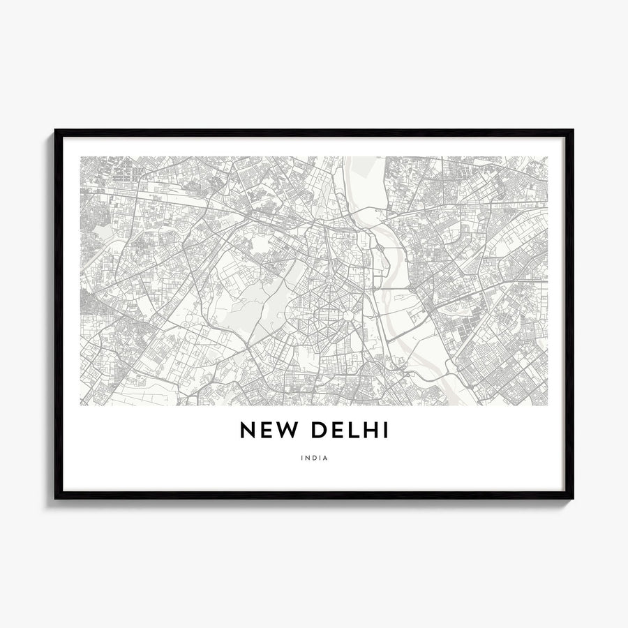New Delhi Map Poster, framed poster mockup
