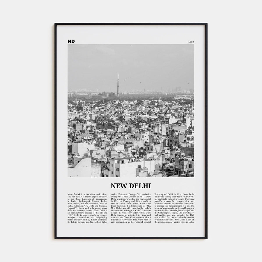 New Delhi Poster None / 8x12 in Nbourhood Travel B&W Poster