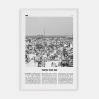 New Delhi Poster White Wood / 8x12 in Nbourhood Travel B&W Poster