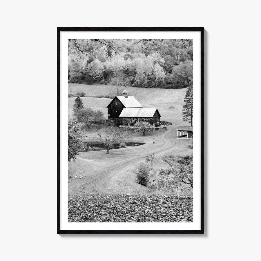 New England black & white photo poster of United States – vertical wall art, unframed print shown in interior mockup