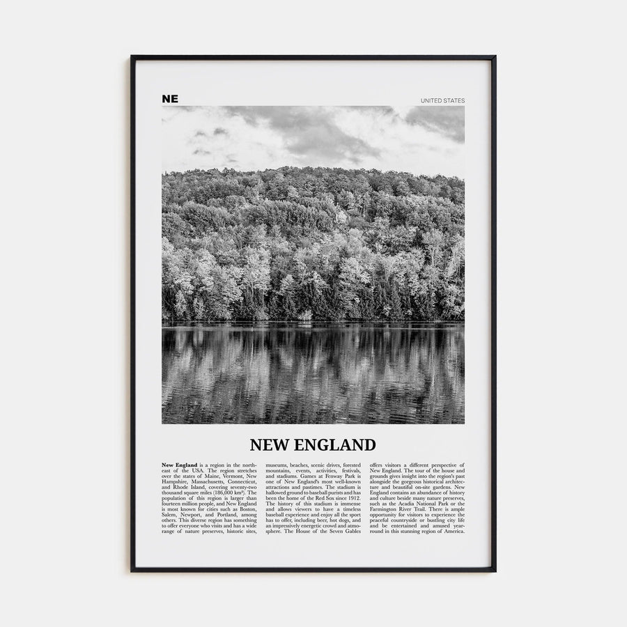 New England Poster None / 8x12 in Nbourhood Travel B&W Poster