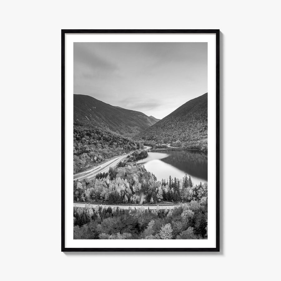 New Hampshire black & white photo poster of United States – vertical wall art, unframed print shown in interior mockup