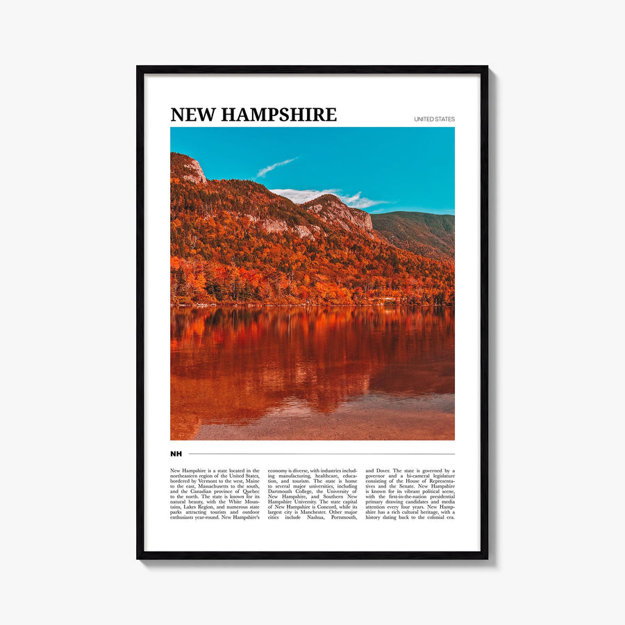 New Hampshire no. 1 colorful travel poster of United States – vertical wall art, unframed print shown in interior mockup